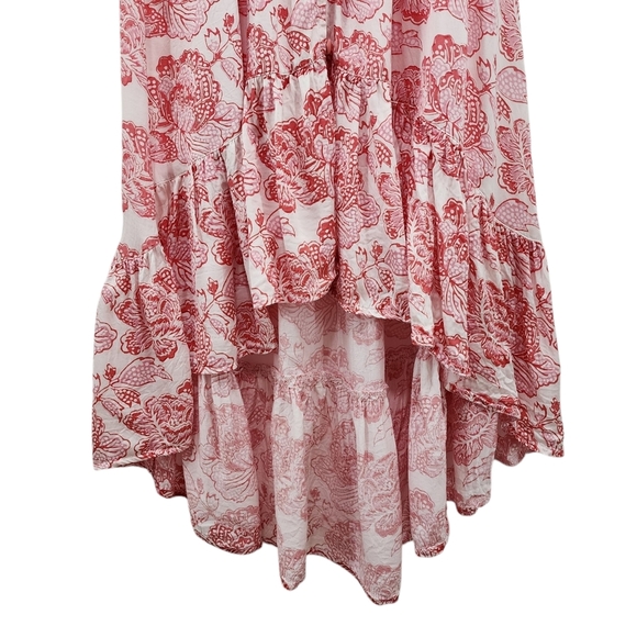 Alamwar Women's 100% Viscose Paisley Button Front Ruffle Hi-Low Midi Dress - S - Picture 4 of 9